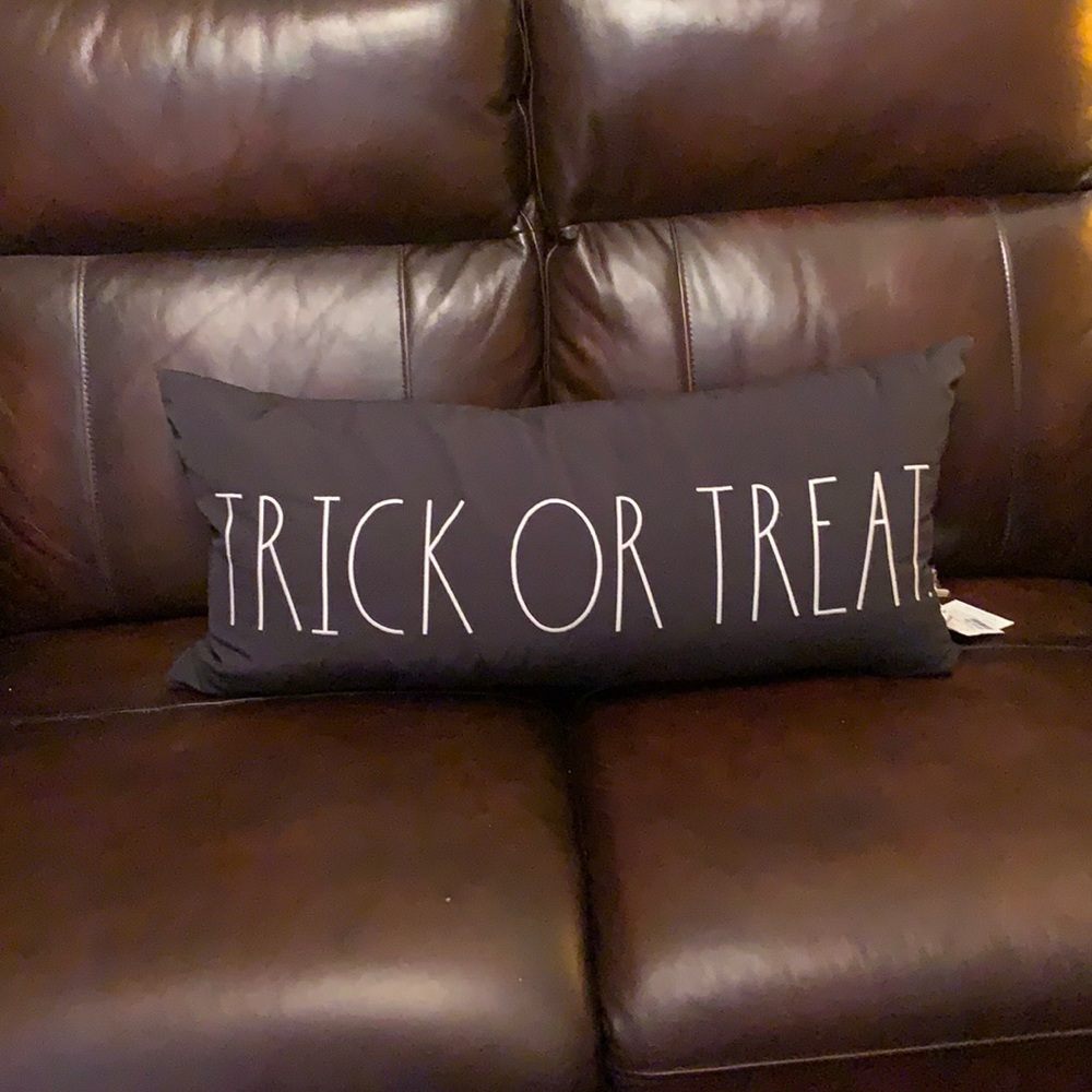 RAE DUNN black TRICK OR TREAT pillow 14x30 in NWT